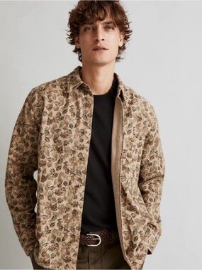 Floral Leaf pattern warm flannel shirt